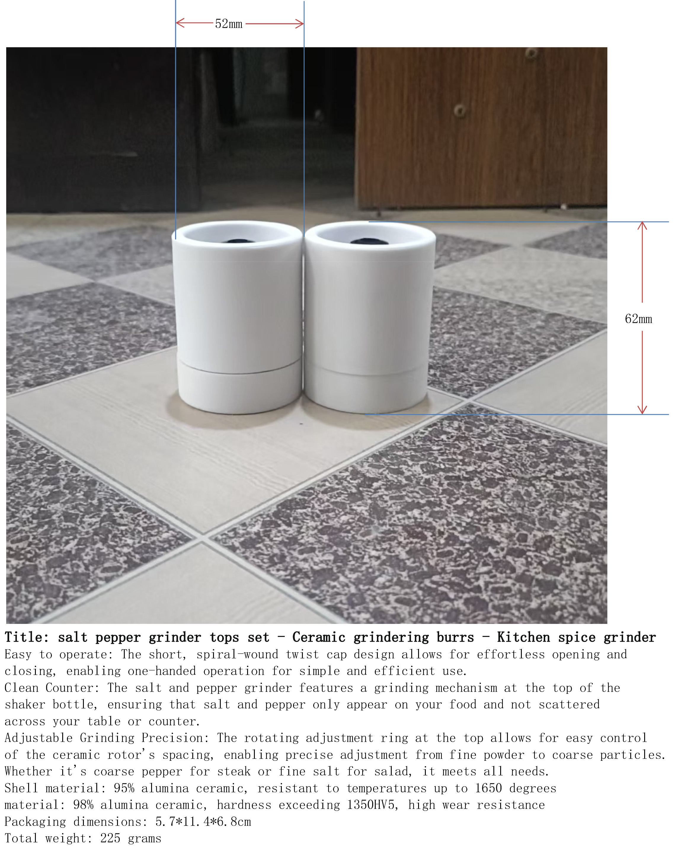 海盐与胡椒研磨盖2件套-陶瓷-厨房香料磨