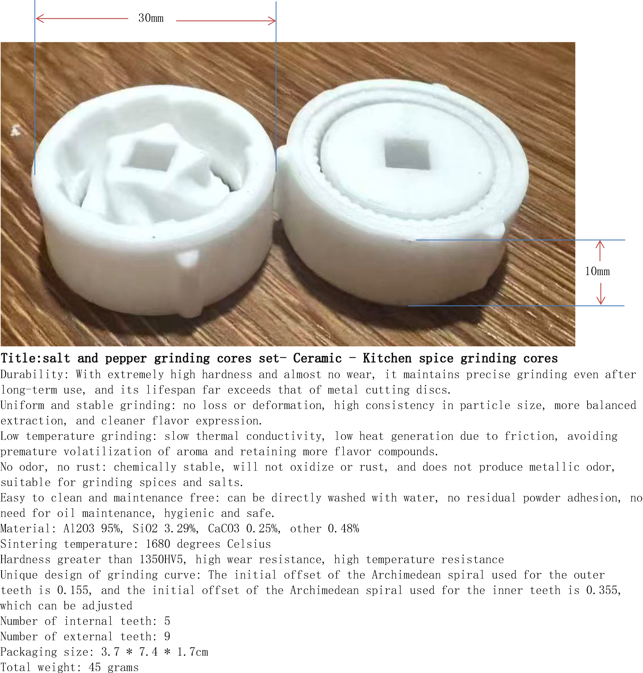 海盐与胡椒研磨芯2件套-陶瓷-厨房香料磨芯