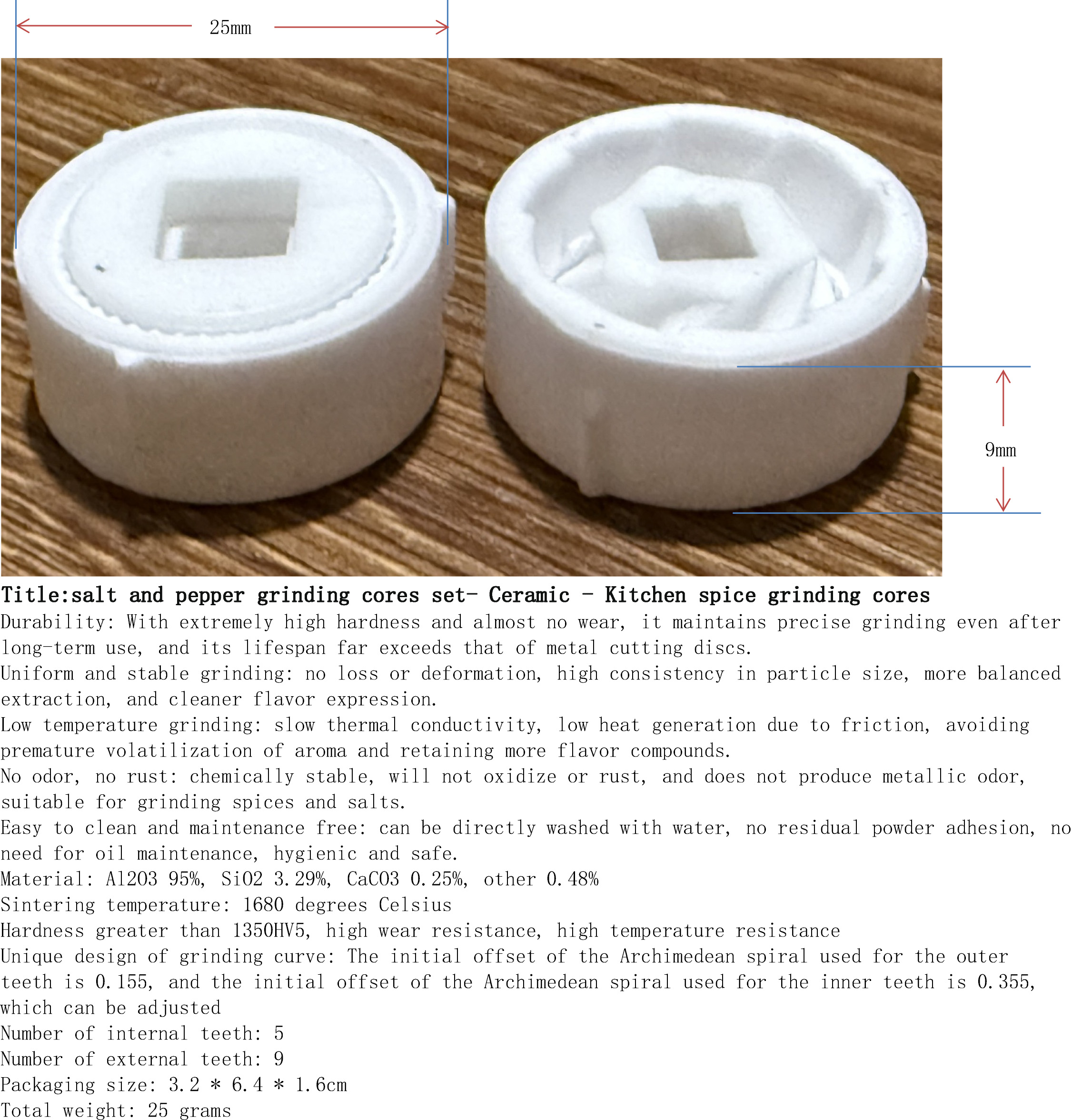 海盐与胡椒研磨芯2件套-陶瓷-厨房香料磨芯