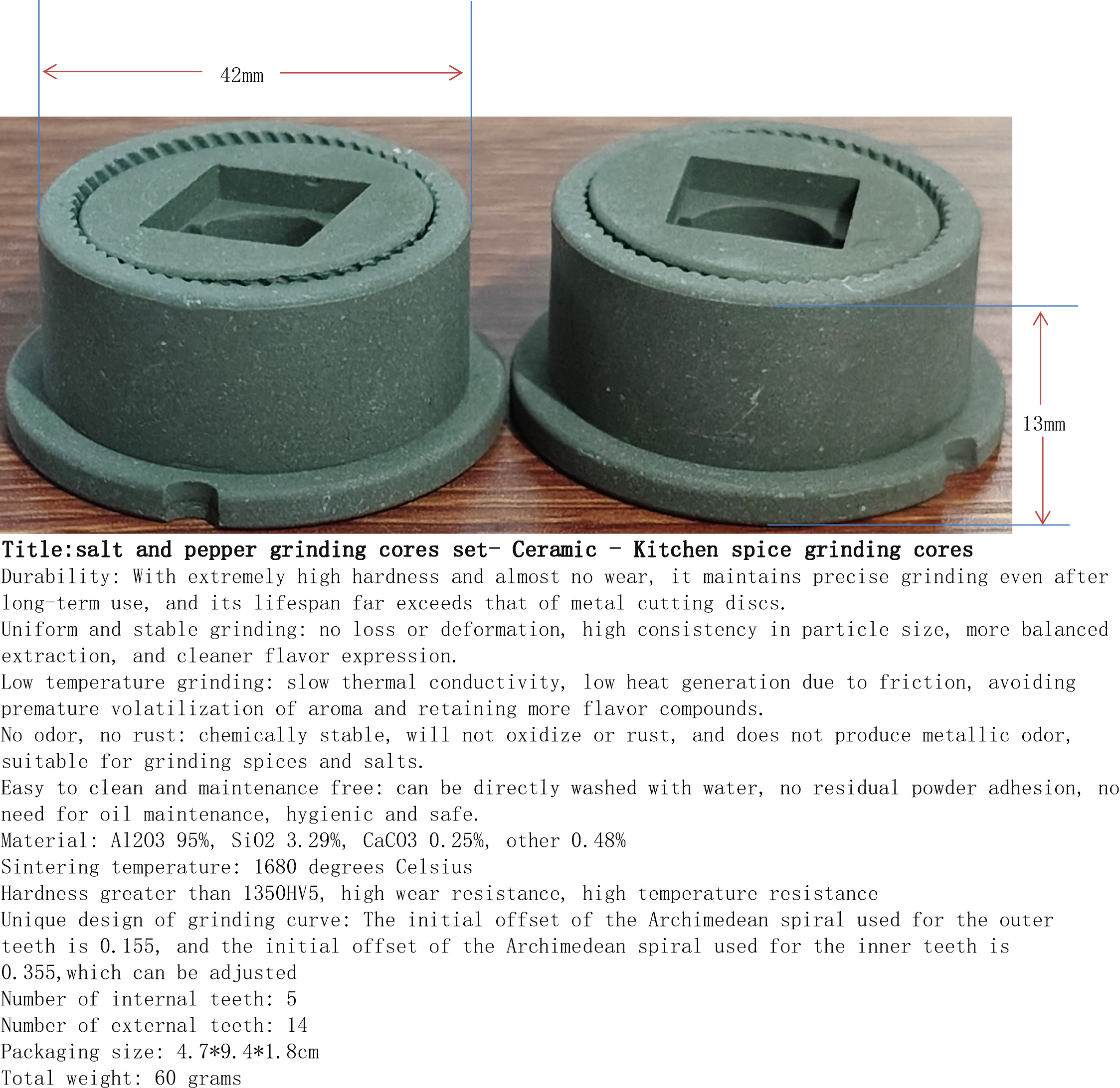 海盐与胡椒研磨芯2件套-陶瓷-厨房香料磨芯