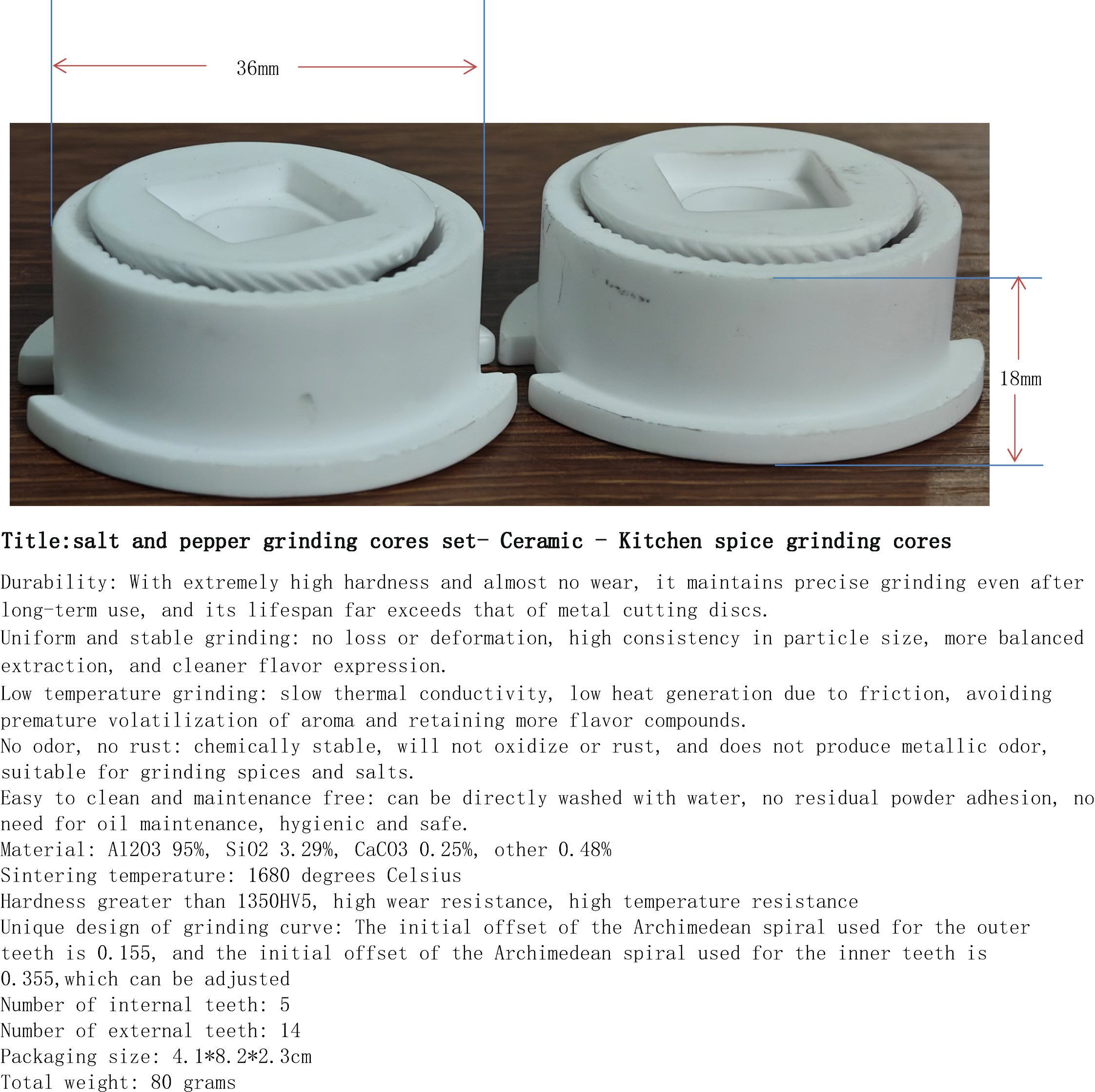 海盐与胡椒研磨芯2件套-陶瓷-厨房香料磨芯