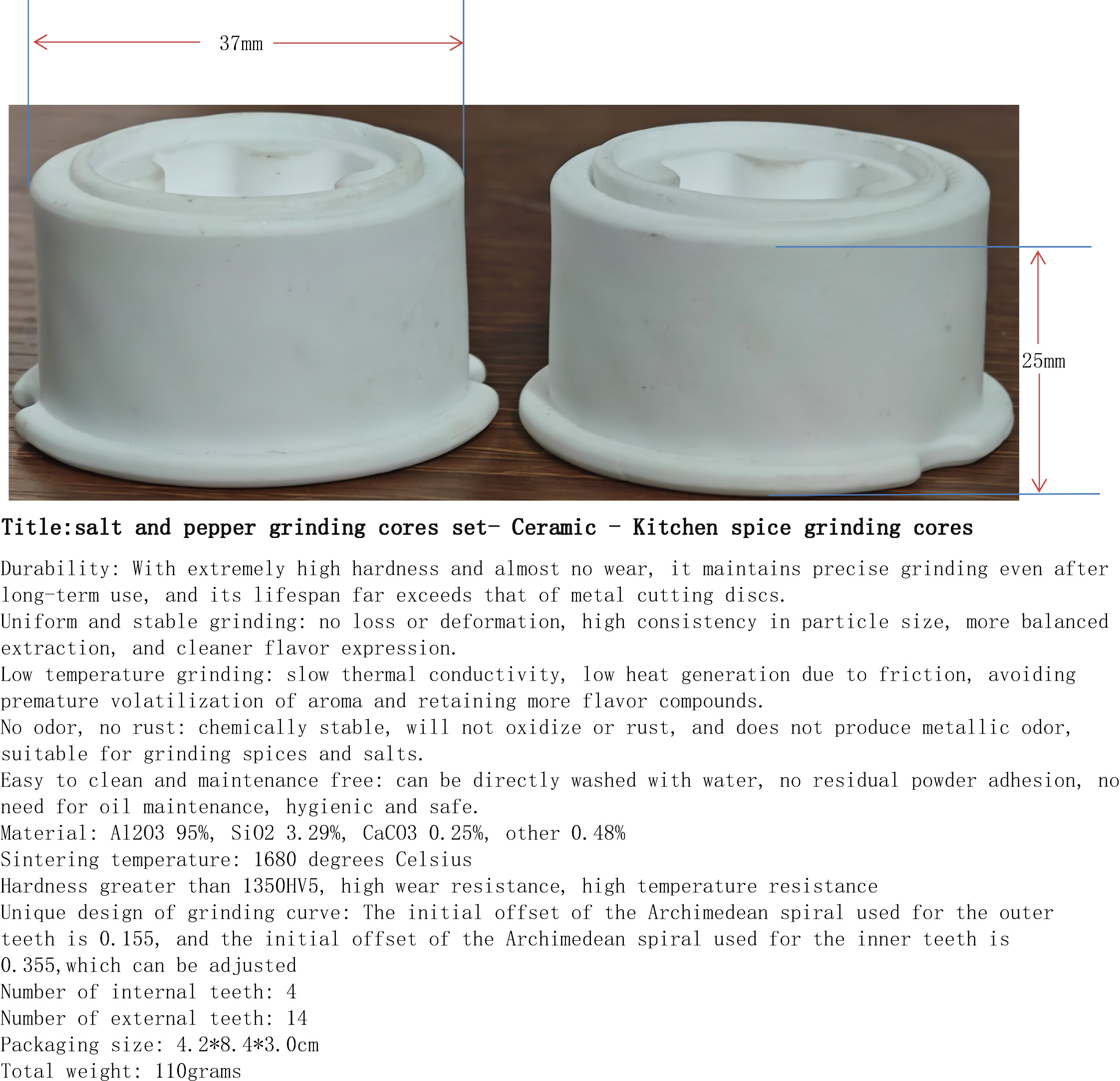 海盐与胡椒研磨芯2件套-陶瓷-厨房香料磨芯