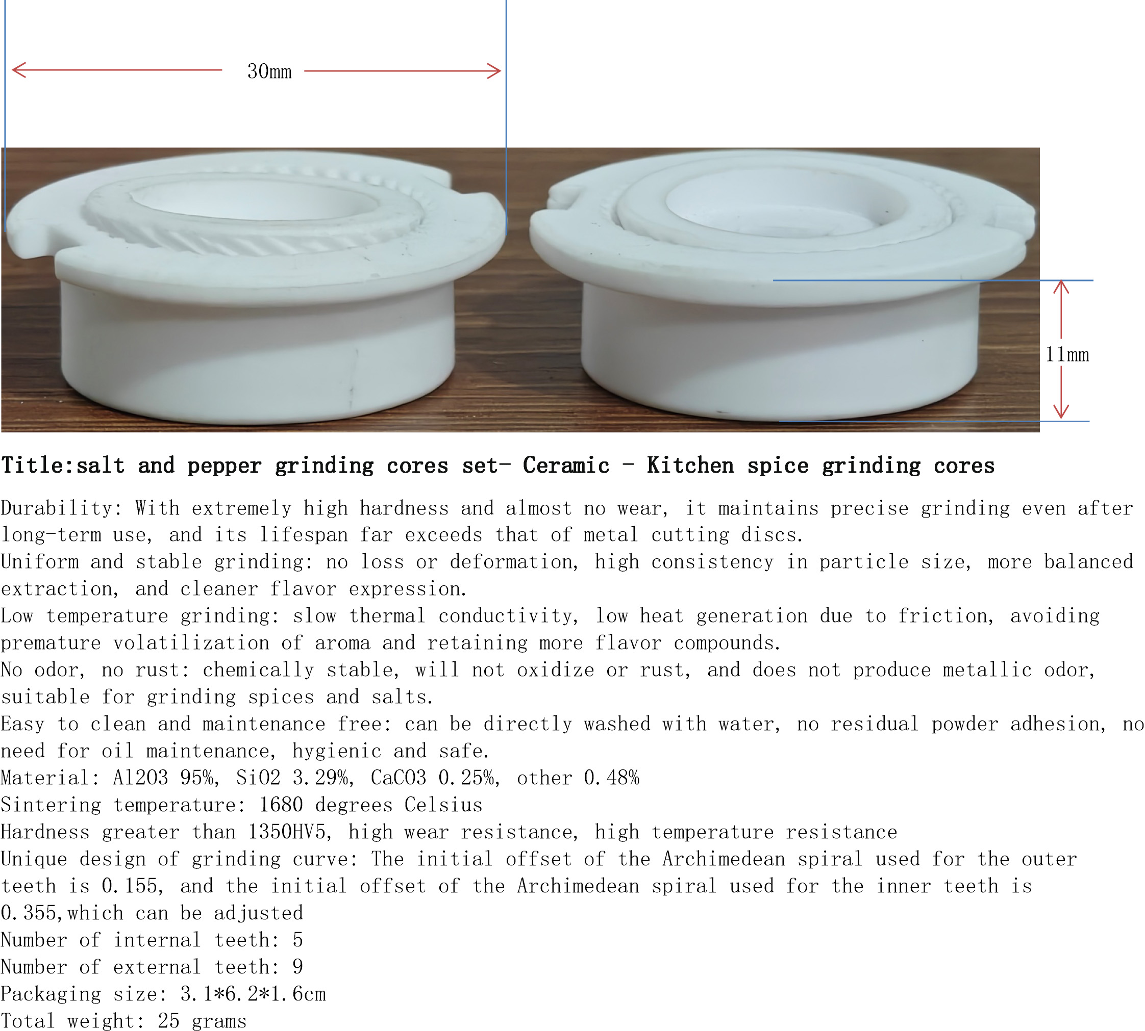 海盐与胡椒研磨芯2件套-陶瓷-厨房香料磨芯