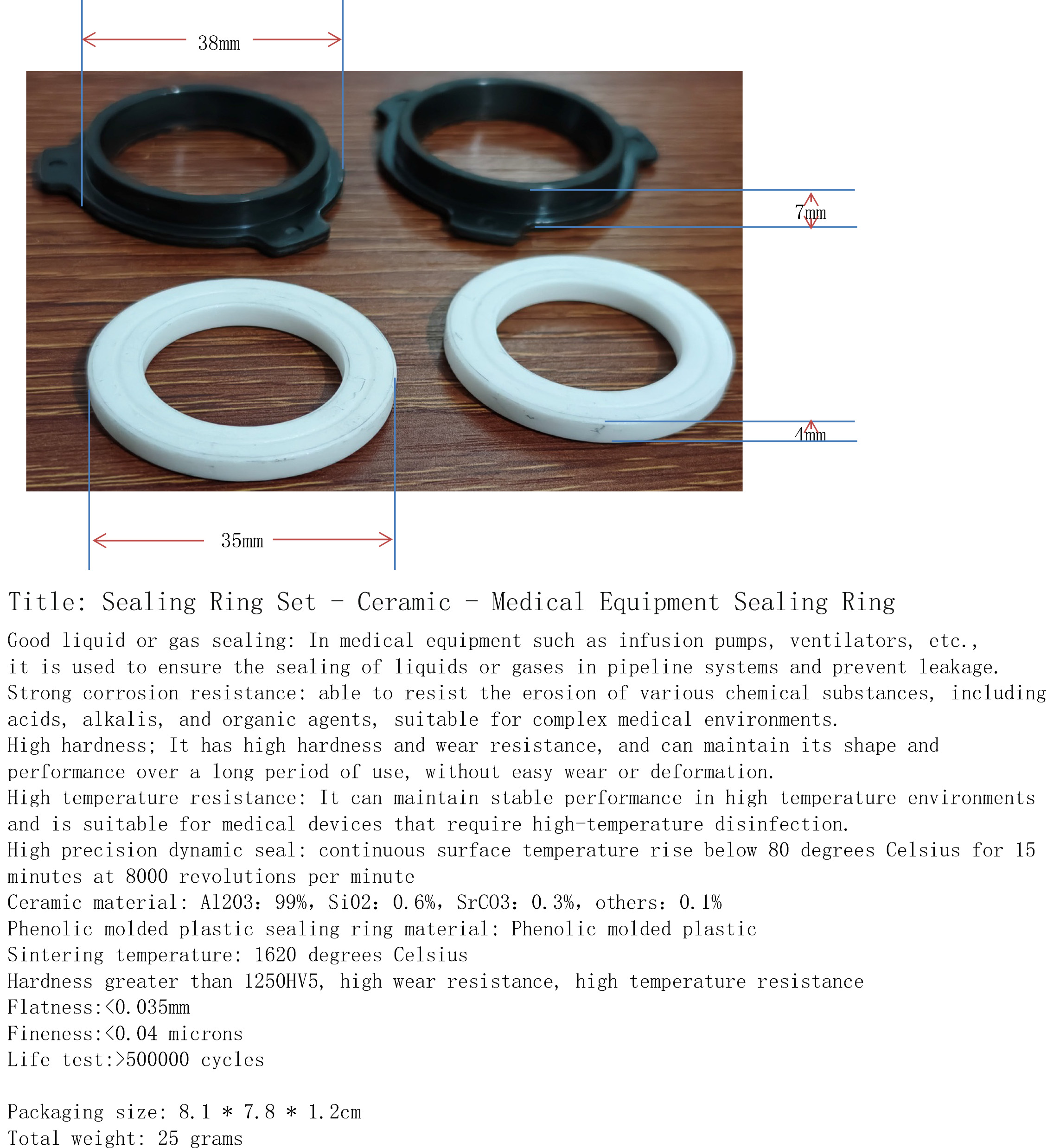 Sealing Ring Set - Ceramic - Medical Equipment Sealing Ring