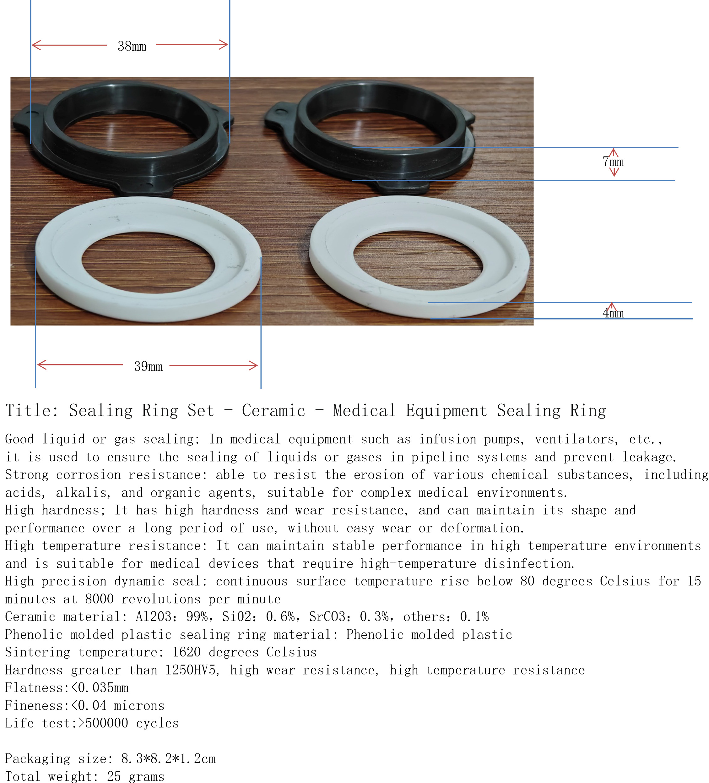 Sealing Ring Set - Ceramic - Medical Equipment Sealing Ring