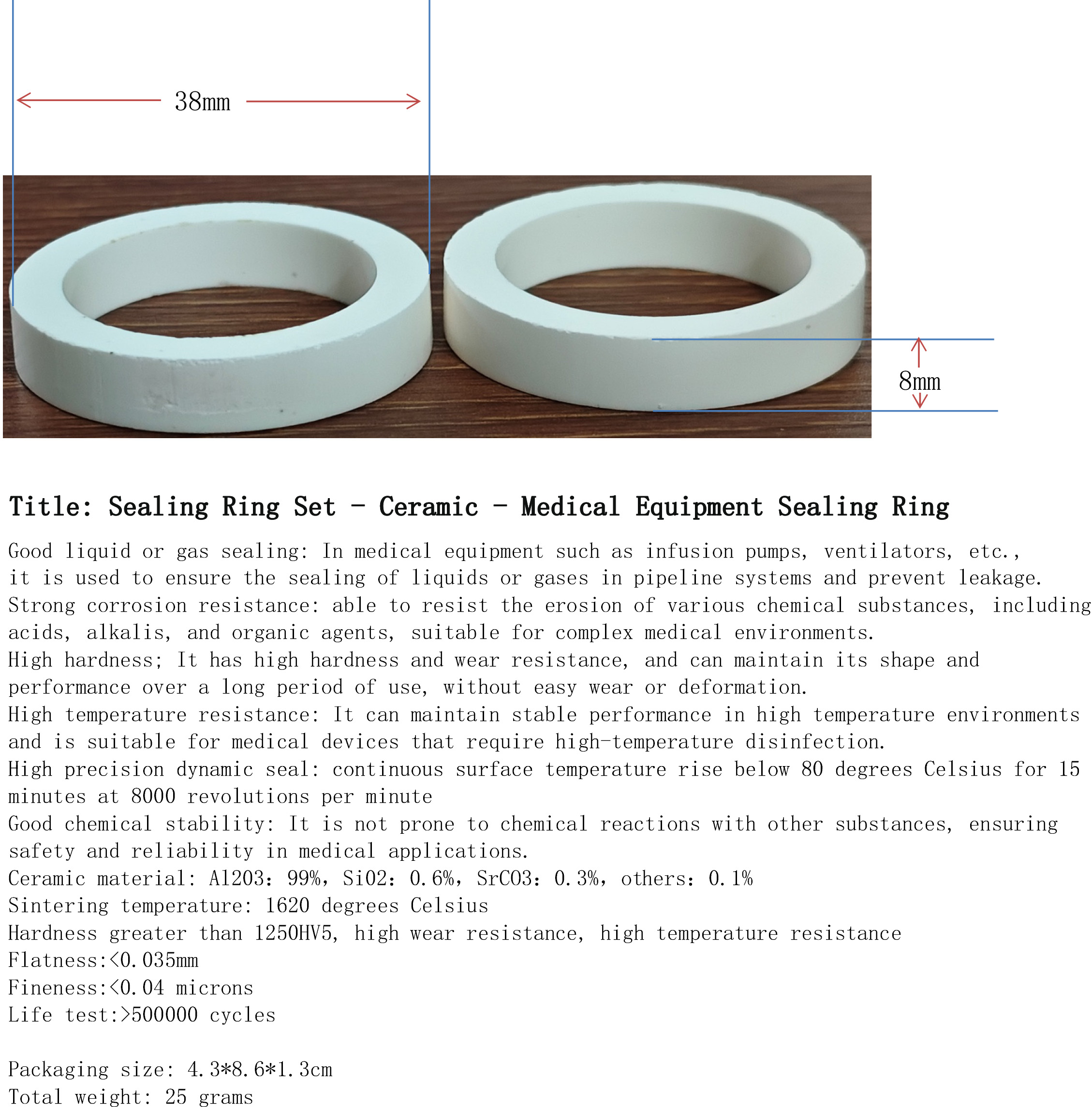 Sealing Ring Set - Ceramic - Medical Equipment Sealing Ring