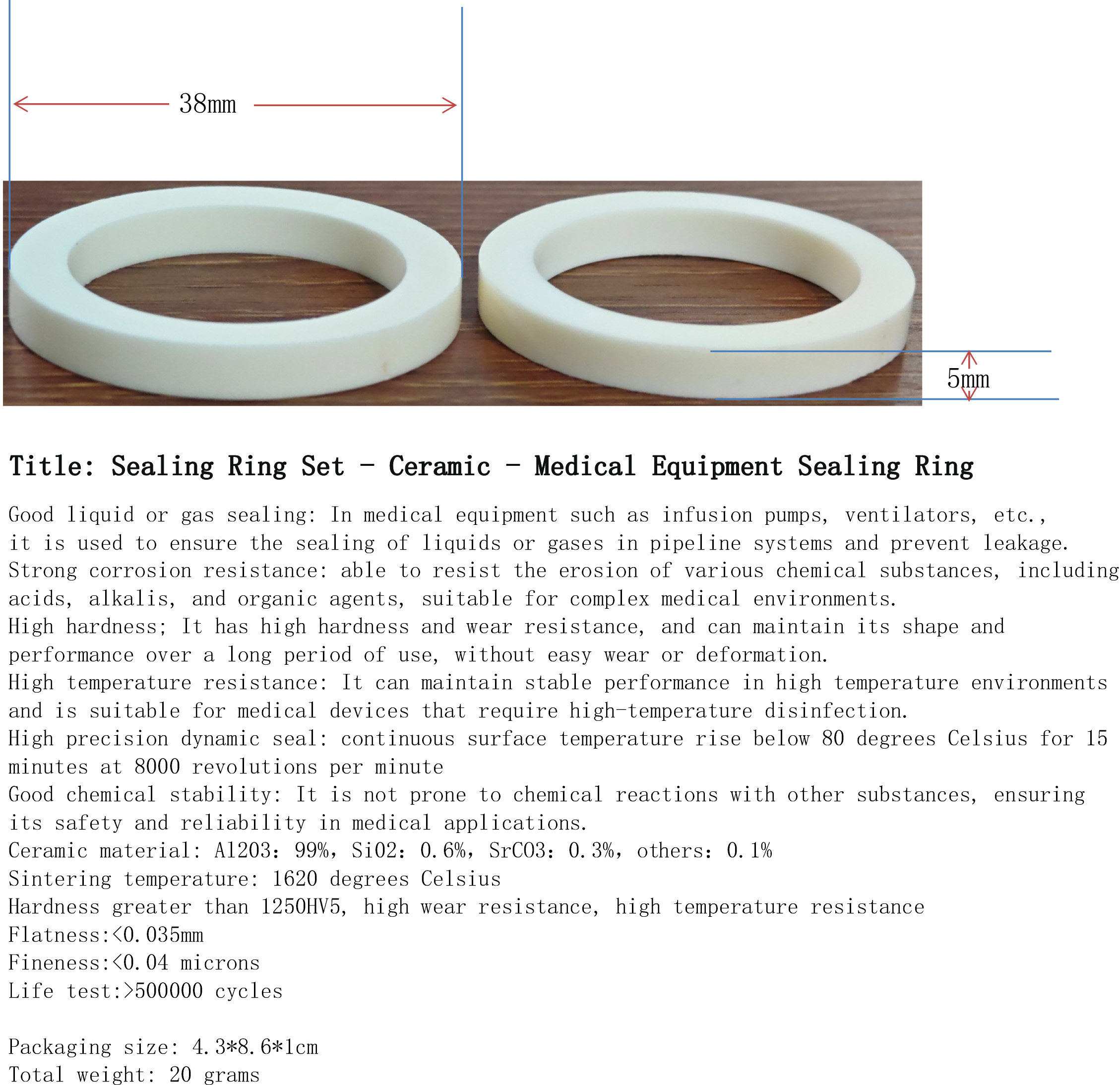 Sealing Ring Set - Ceramic - Medical Equipment Sealing Ring