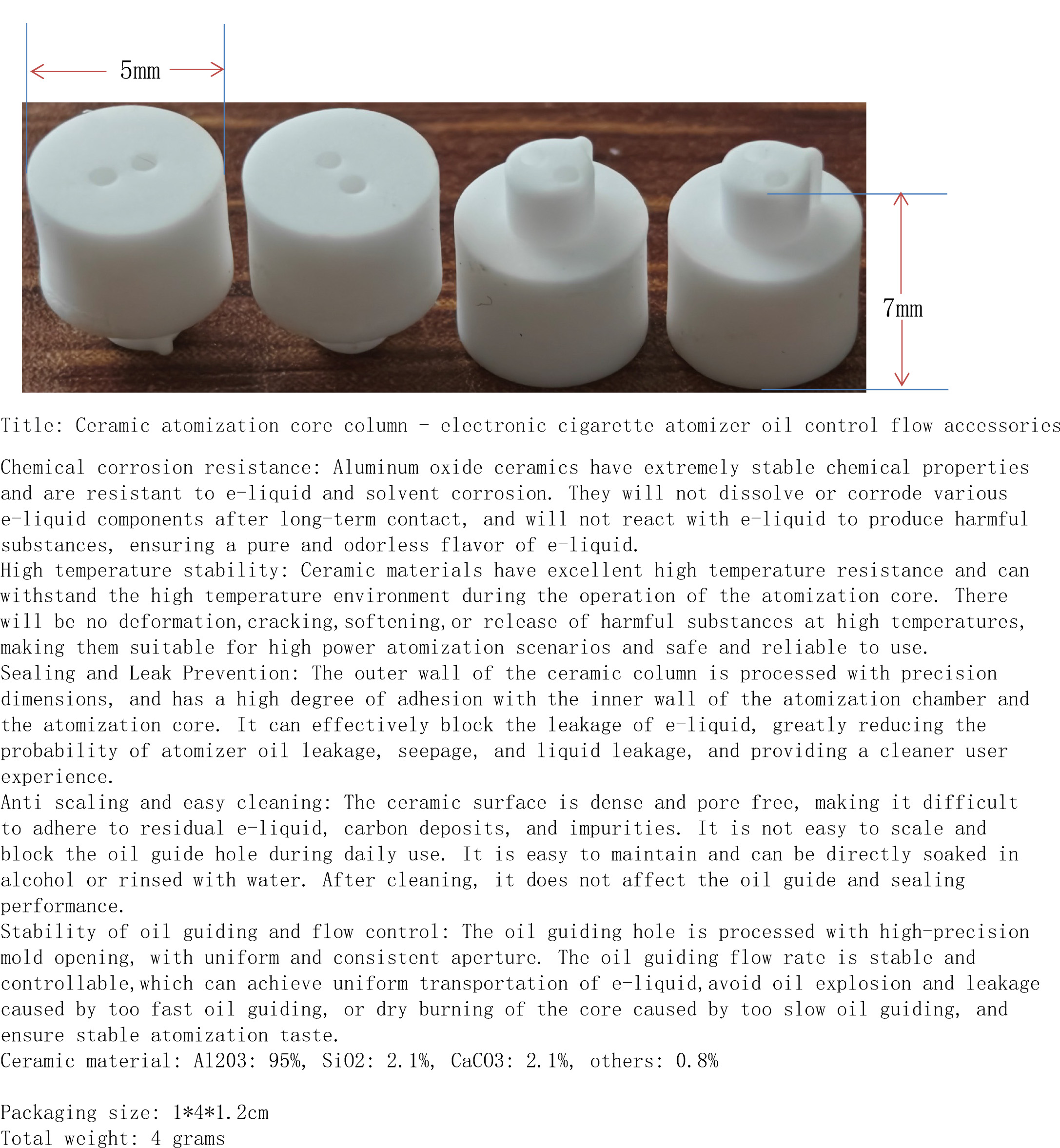 Ceramic atomization core column - electronic cigarette atomizer oil control flow accessories